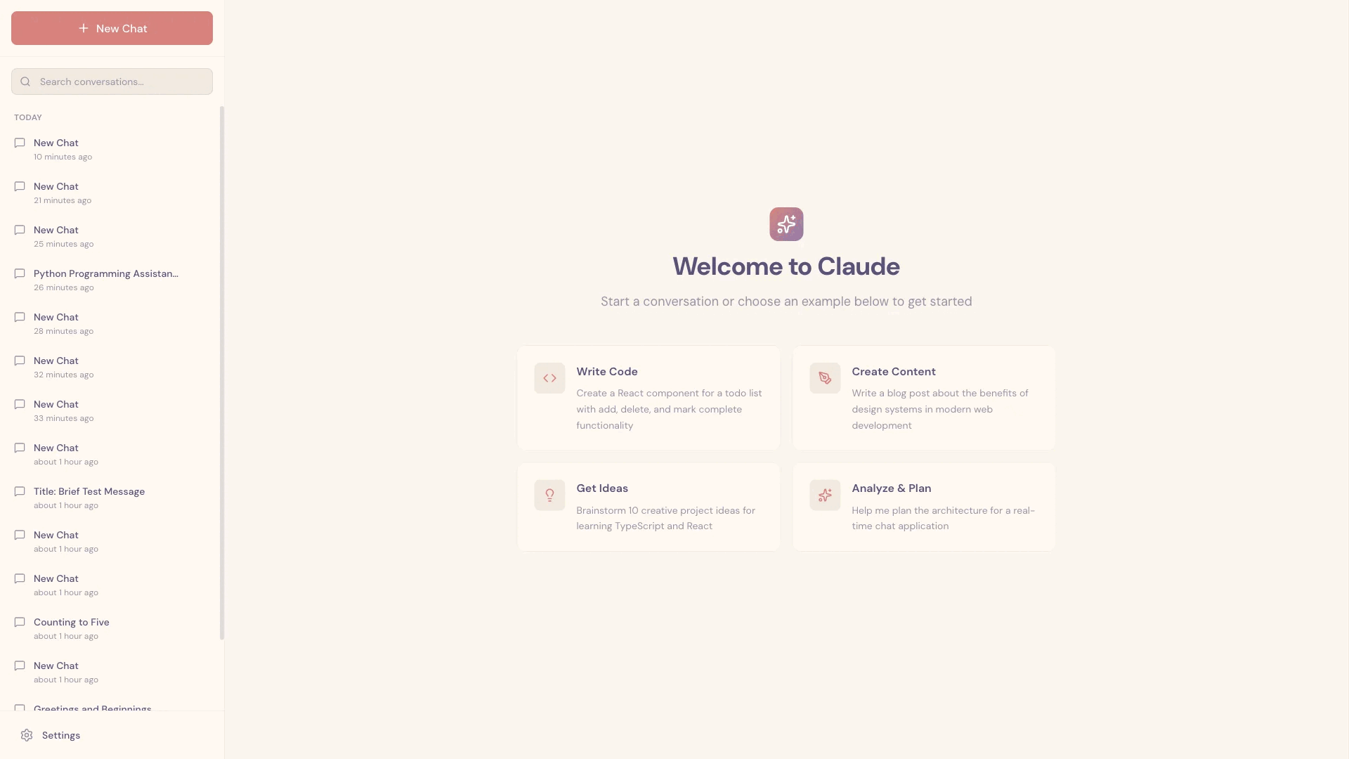 Claude 通过 Puppeteer MCP 服务器测试 claude.ai 克隆版时截取的屏幕截图。