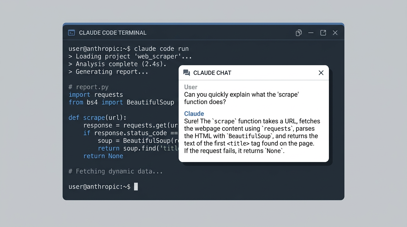 Claude Code 终端中的浮动窗口:主任务继续执行时,/btw 并行回答题外问题
