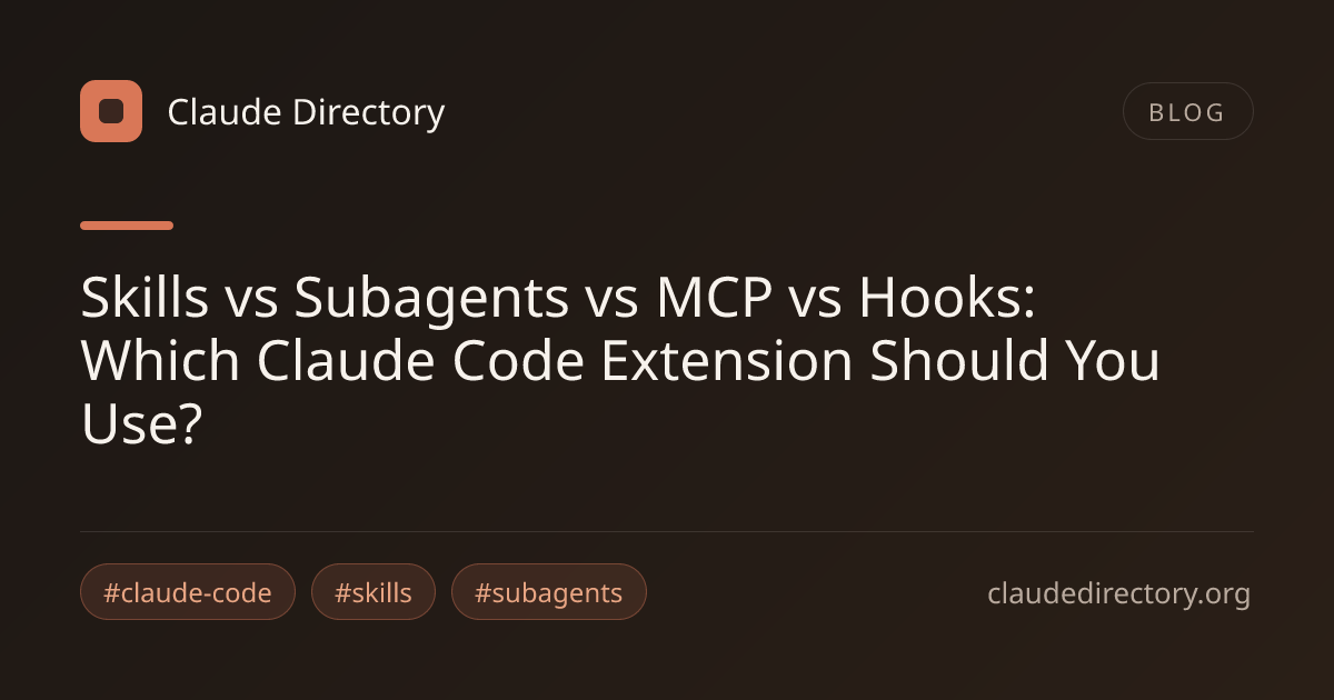 Skills、子智能体、MCP 与 Hooks 对比:应该使用哪种 Claude Code 扩展?