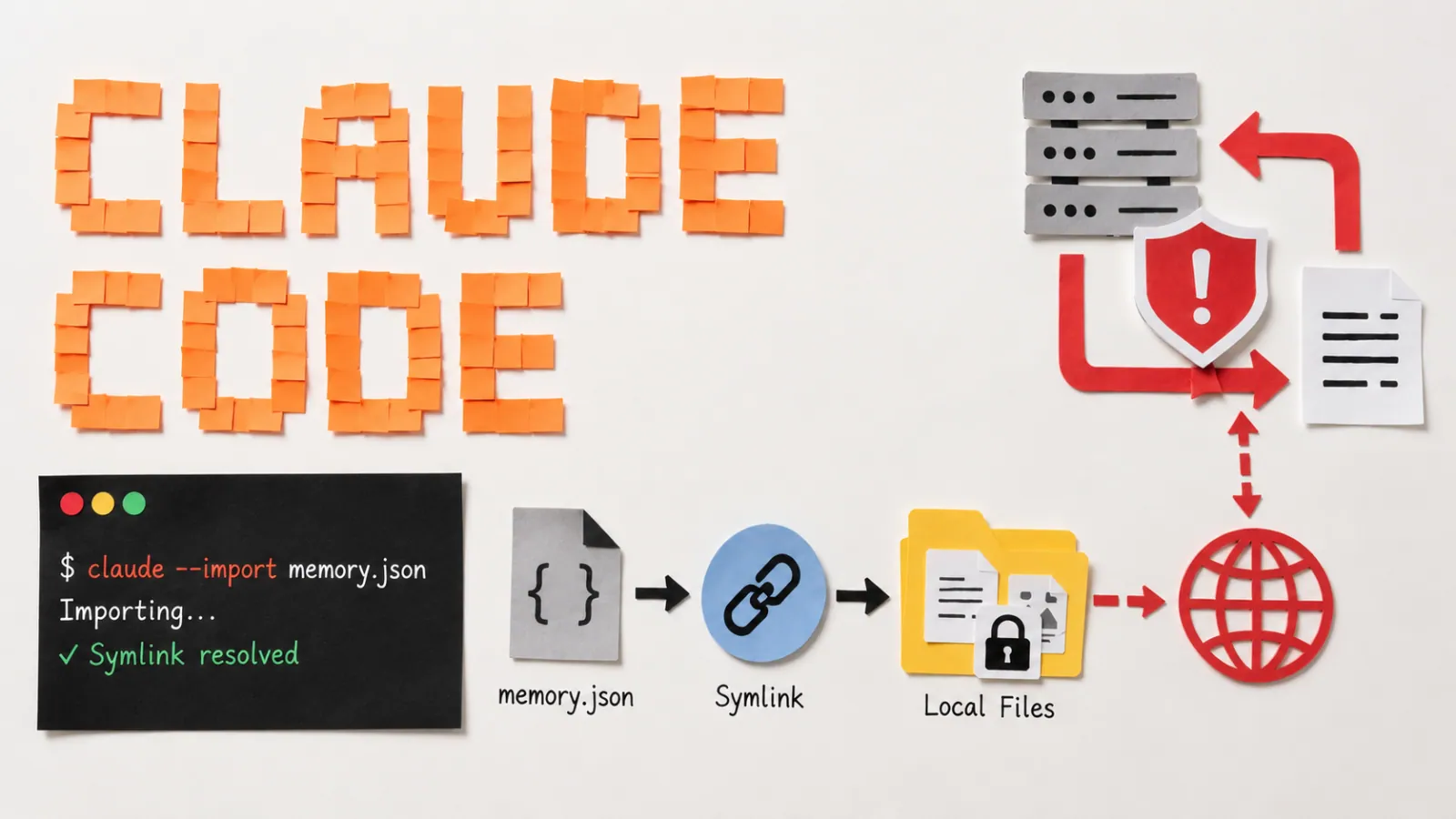 Claude Code 符号链接导入与本地文件暴露示意图